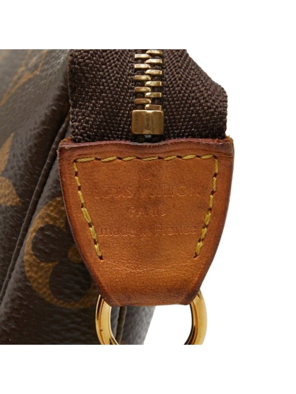 Louis Vuitton Monogram Mini Pochette Pouch Handbag Brown Leather - Picture 7 of 8